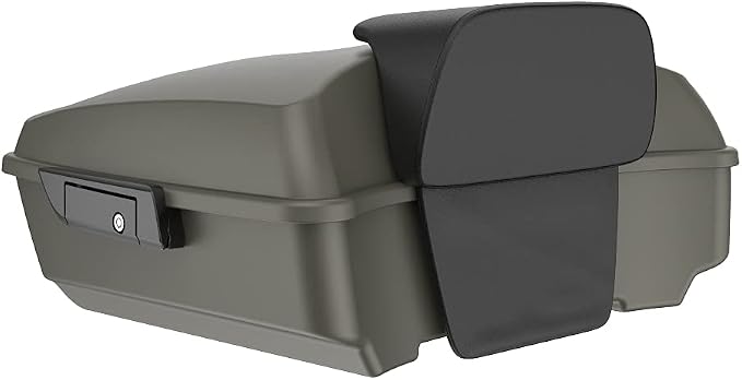 Advanblack Road Glide Tour Trunk Pack Industrial Gray Denim Chopped Tour Trunk Pack Backrest Pad for '97-'25 Harley Touring Road King Street Glide Electra Glide CVO models