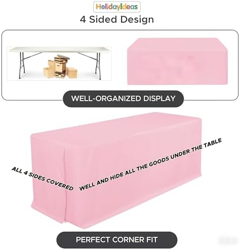 HolidayIdeas 4-Pack 6ft Pink Rectangle Craft Shows Fitted Tablecloth