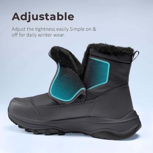 Coostar Mens Winter Snow Boots With Waterproof Adjustable Hook & Loop