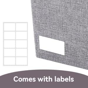 Bagnizer Large 17" 42 Quarts Collapsible Stackable Storage Bins with Lids [3-Pack] Foldable Fabric Linen Storage Boxes Cube, Closet Organizer Baskets with Label for Home (16.7 x 12 x 12, Gray)