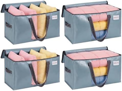 VENO Moving Bags, Wide Open Top, Clear Window, Light Blue, 4 Pack