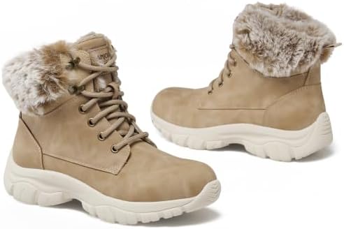ANJOUFEMME Womens Winter Snow Hiking Boots Fur Lined Lightweight Warm Shoes