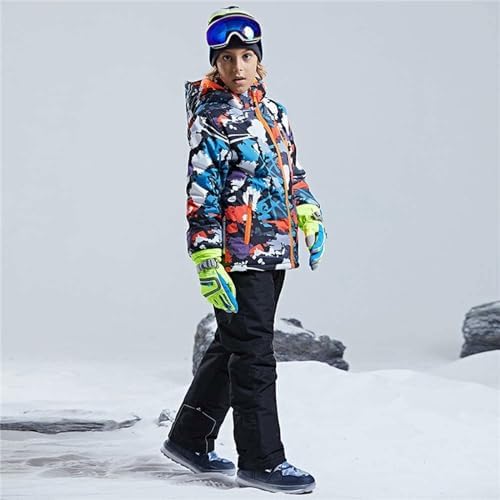 WOWULOVELY Big Boy's 2-Piece Colorblock Snow Pants and Jacket Snowsuit Ski Suit