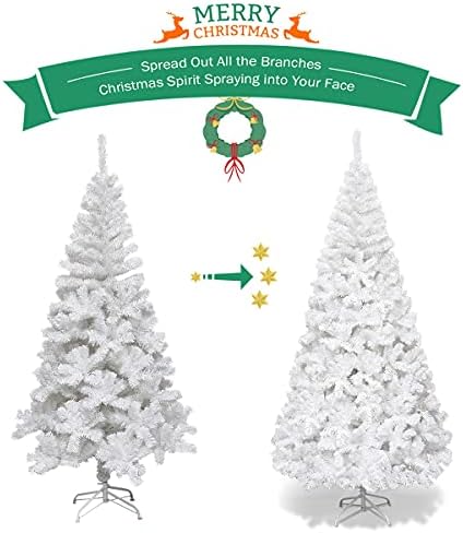 Goplus 8ft White Christmas Tree with Solid Metal Legs Perfect for Holiday Indoor and Outdoor Decoration