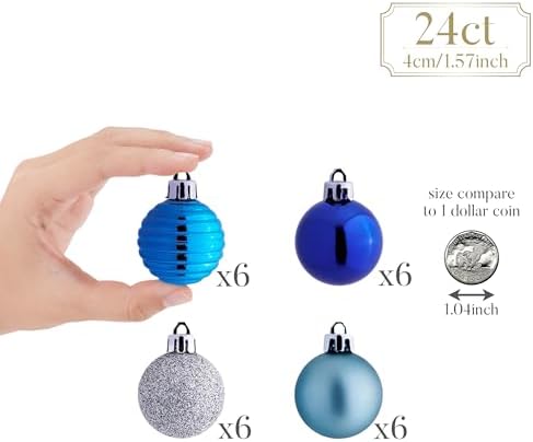 Valery Madelyn Small Christmas Tree Decorations Ball Ornaments 24ct 1.57"