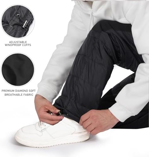 Men's Winter Warm Puffer Pants Loose Utility Insulated Pants, Outdoor Windproof Ski Snow Pants