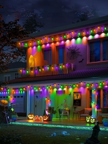 2 Pack C9 Halloween String Lights Plug in 66 FT 100 LED Orange Purple Green