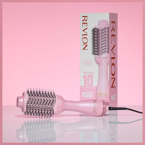 REVLON One-Step Volumizer Hair Dryer and Styler for Easy Salon-Style Blowouts, Revlon Blow Dry Brush for All Hair Types and Lengths, 10th Anniversary Pink Fizz (Limited Edition)