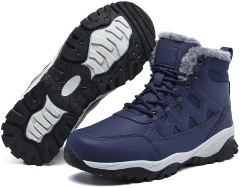 Snow Boots for Men Winter Waterproof Warm Fur Lined Shoes Non Slip Ankle