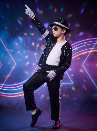 Kids Dance Star Costume for Boys 80s 90s Pop Stage Outfits for Halloween