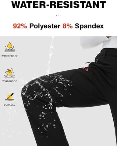 TBMPOY Women's Fleece Lined Ski Snow Pants Waterproof Winter Cargo Hiking Warm Thermal Softshell Insulated Outdoor Pant