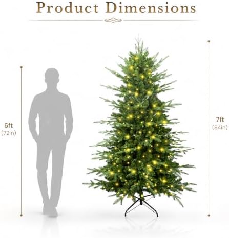 7 FT Prelit Aspen Fir Christmas Tree, Blue Spruce Xmas Tree