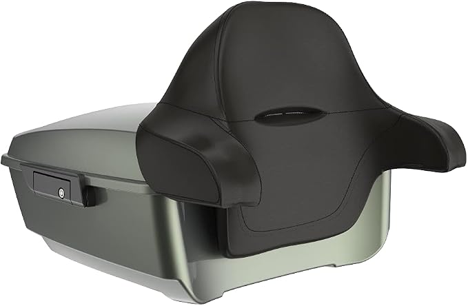 Advanblack Road Glide Tour Trunk Pack Deadwood Green Glossy King Tour Trunk Pack Luggage +Wrap-Around Backrest Pad for '97-'25 Harley Touring Road King Street Glide Electra Glide CVO models