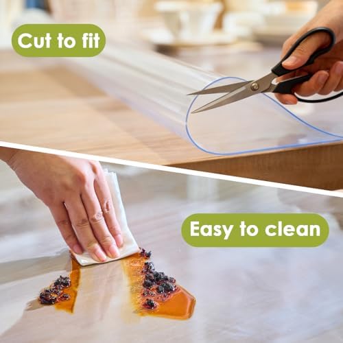 Clear Table Cover Protector 24x12'', Waterproof 1.5mm PVC Pad Tablecloth
