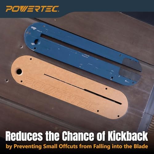 POWERTEC Zero Clearance Table Saw Insert 3-Pack – Fits Delta 36-725, 36-725T2, 36-5152, 36-5000, 36-5000T2 – MDF Throat Plate for Cleaner Cuts, Kickback Prevention, Easy Installation (72228)