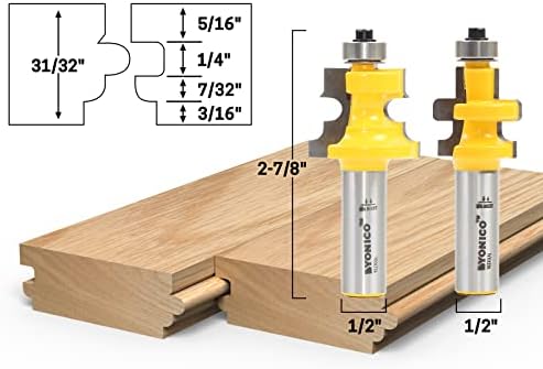 YONICO Tongue and Groove Router Bits Set Flooring 2 Bit Flooring 1/2-Inch Shank 15230