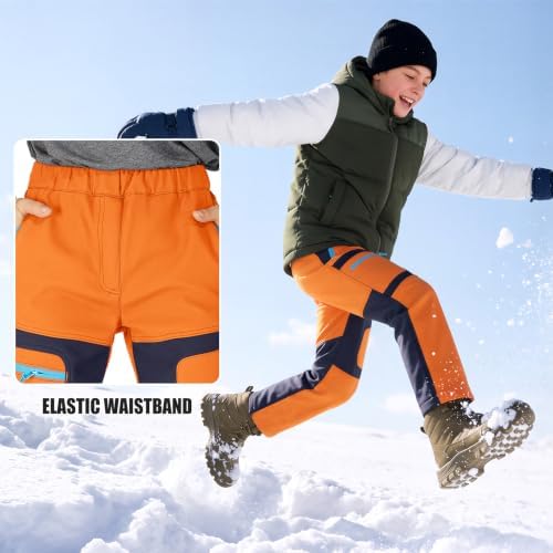 Boys Snow Pants Waterproof Fleece Lined Winter Ski Pants for Kids
