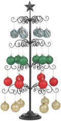 4‑Tier Metal Ornament Display Tree Stand, Wrought Iron Christmas Tree Black