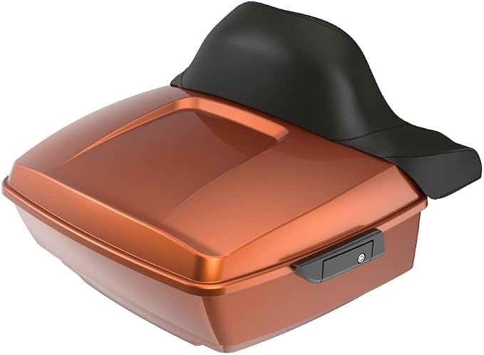 Advanblack Road Glide Tour Trunk Pack Scorched Orange King Tour Trunk Pack Luggage +Wrap-Around Backrest Pad for '97-'25 Harley Touring Road King Street Glide Electra Glide CVO models