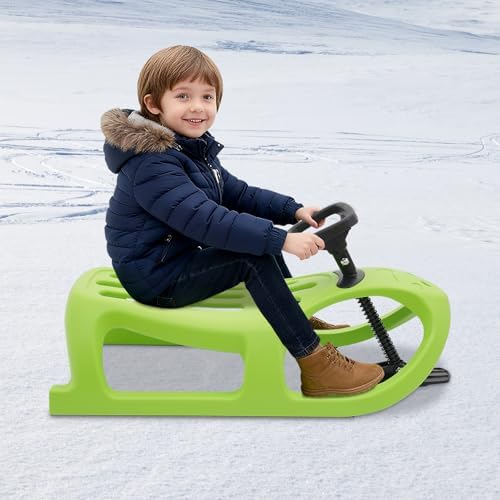 Steering Sled, Snow Sled, Winter Sled, PE+Iron, 220Lbs, Blow Molding, Saddle Seat, Pull Rope, Backyard Ski Resort, -4°F, 35.418.310.6In, 8.8Lbs