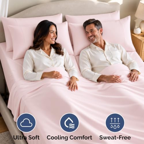 Flex Top Split Head King 4 Piece Sheet Set - Soft & Cooling - Lavender Pink