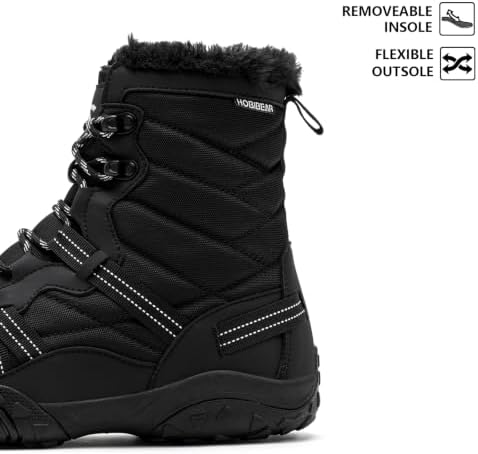 HOBIBEAR Women's Barefoot Snow Boots, Wide Toe Box, Ankle Winter Shoes