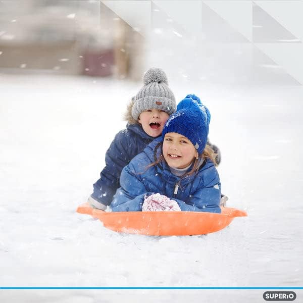 Superio Round Snow Saucer Sled- 24" Plastic Disc Sled for Kids and Adults- Heavy Duty Sled with Handles for Downhill Sledding, Winter Outdoor Sports
