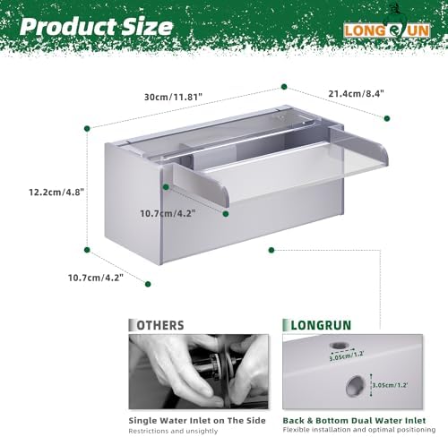 Longrun Pond Waterfall Stainless Steel Pond Spillway Color for Ponds 11.8"