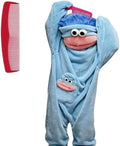 Adult Big Mouth Monster Onesie with Giant Comb, Funny Halloween Cosplay Outfit for Christmas Party Sleepwea