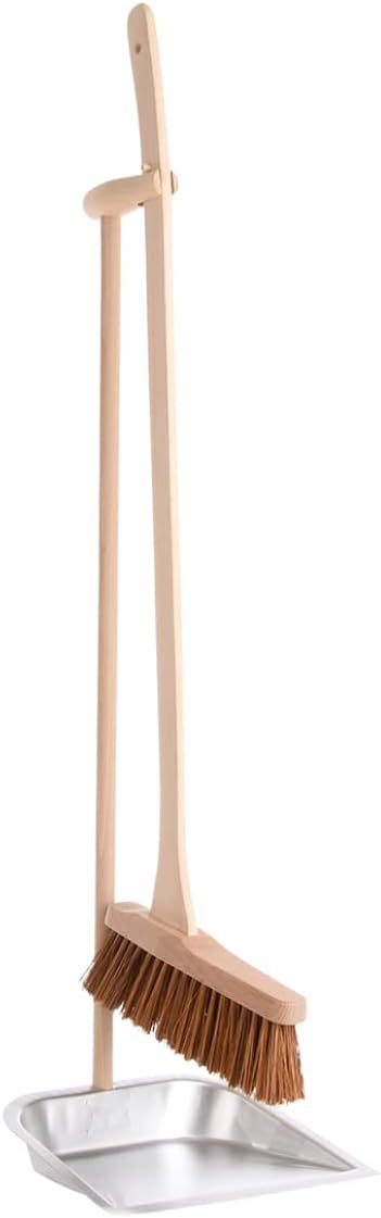 Esschert Standing Dust Pan and Broom, Metal, Wood