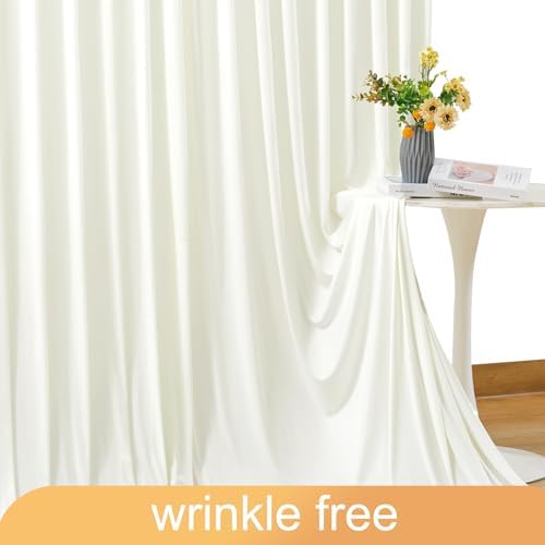 10 Panels Ivory Backdrop Curtain for Wedding Parties Wrinkle Free Ivory Photo Curtains Backdrop Drapes Fabric Decoration for Baby Shower Photography 5ft(W) x 10ft(H)"