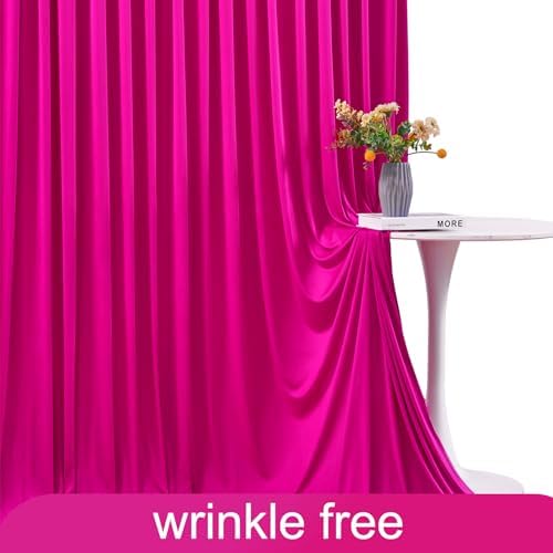 4 Panels Fuchsia Backdrop Curtain for Parties Birthday Party Wrinkle Free Hot Pink Photo Curtains Backdrop Drapes Fabric Decoration for Wedding 20ft(W) x 10ft(H)
