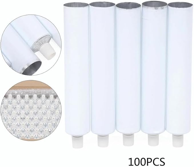 100PCS Empty Toothpaste Tubes, 100ml Aluminum Empty Squeeze Tube Reusable White Skincare Product Dispensing Tubes