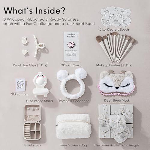 HAPPY LOLLI LolliBox Birthday Gift Set for Tween & Teen Girls Ages 8–15, Ready to Gift, 8 Individually Wrapped Gifts