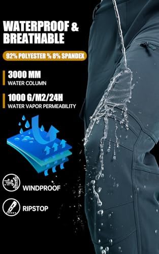 Men's Snow Pants Ski Softshell Warm Outdoor Fleece Lined Insulated Waterproof Winter Work Travel Hiking Pants