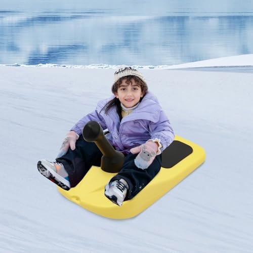Snow Sled HDPE, 21"x12.2", 165 lbs Capacity, Yellow, Modern, Kids