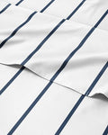 Full 4 Piece Striped Sheet Set - Soft, Breathable & Cooling - Navy Stripe