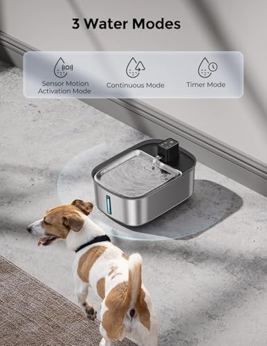 Chumajor 7.5l Wireless Dog Water Fountain Stainless Steel with 6pcs Filters