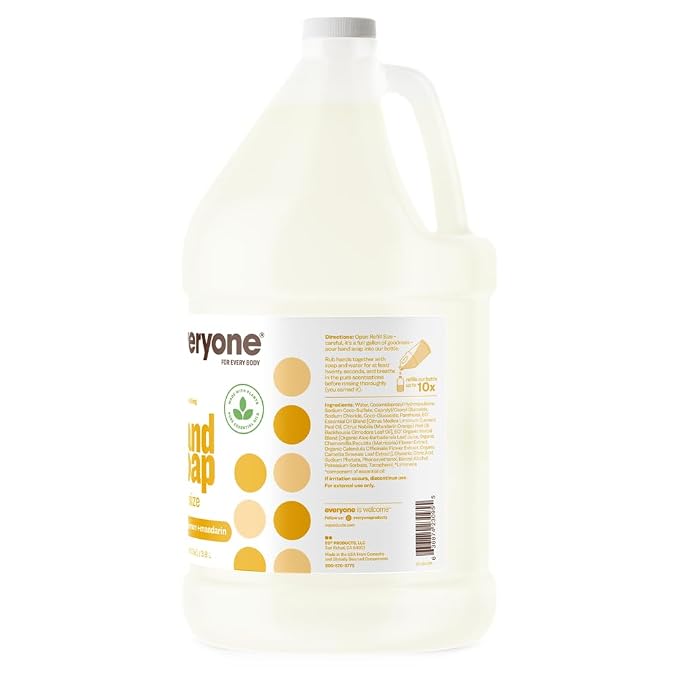 Everyone Liquid Hand Soap Refill,1 Gallon,Meyer Lemon and Mandarin,made with Essential Oils for kitchen and bathroom,(Pack of 2)