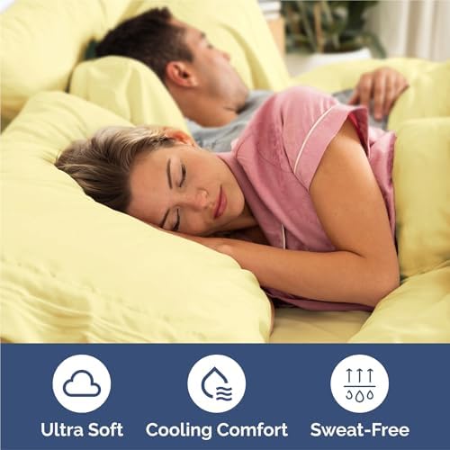 Split King Size 5 Piece Sheet Set - Breathable & Cooling Sheets - Yellow