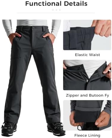 wantdo Men's Fleece Lined Pants Insulated Softshell Ski Snow Hiking Pant