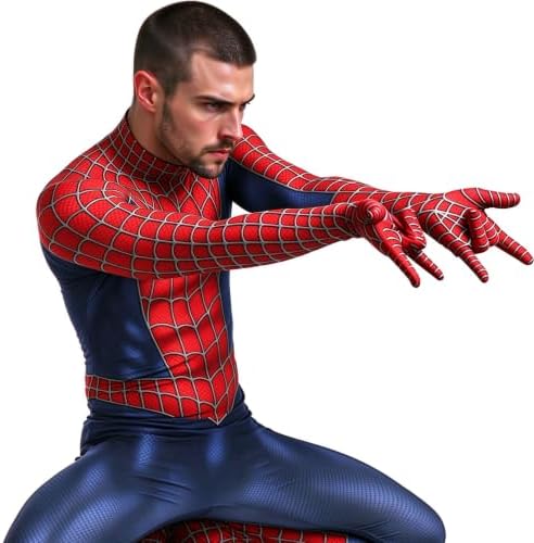 Adult Superhero Cosplay Costume Bodysuit with Mask, Stretchy Full Body Suit for Halloween Parties, Cosplay Events