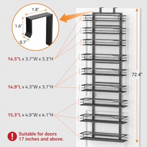 Moforoco Black 9-Tier Over The Door & Wall Mount Pantry Organizer