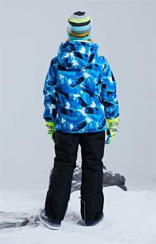WOWULOVELY Big Boy's 2-Piece Colorblock Snow Pants and Jacket Snowsuit Ski Suit