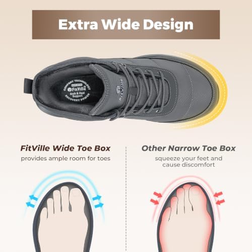 FitVille Men's Wide Winter Boots Non-Slip Insulated Snow Boots