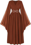 Scarlet Darkness Women's Renaissance Costume V Neck Medieval Fairy Dresses