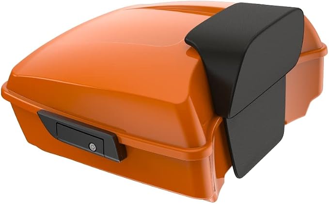 Advanblack Road Glide Tour Trunk Pack Baja Orange Chopped Tour Trunk Pack Backrest Pad for '97-'25 Harley Touring Road King Street Glide Electra Glide CVO models