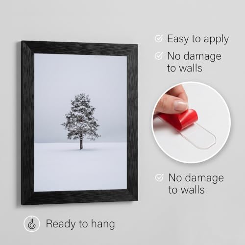 Framed Winter Evergreen Tree Canvas Wall Art, White, Black Frame Inch 16x20
