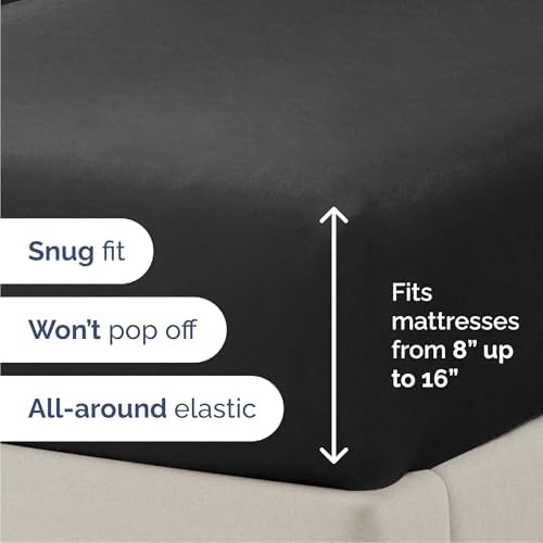 Queen Size 4 Piece Sheet Set - Comfy Breathable & Cooling Sheets - Black
