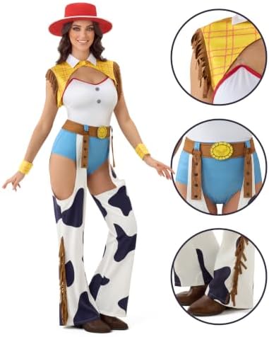 Spooktacular Creations 4 Pc Halloween Cowgirl Costume for Women，Halloween Costume Women with Accessories for Themed Party